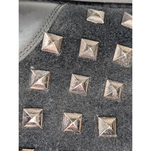 Vtg Y2K Black Leather Suede Studded Ankle Moto Boots Womens 9 EU 40 - Picture 10 of 13